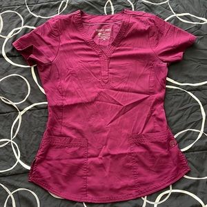 Magenta short sleeve scrub top